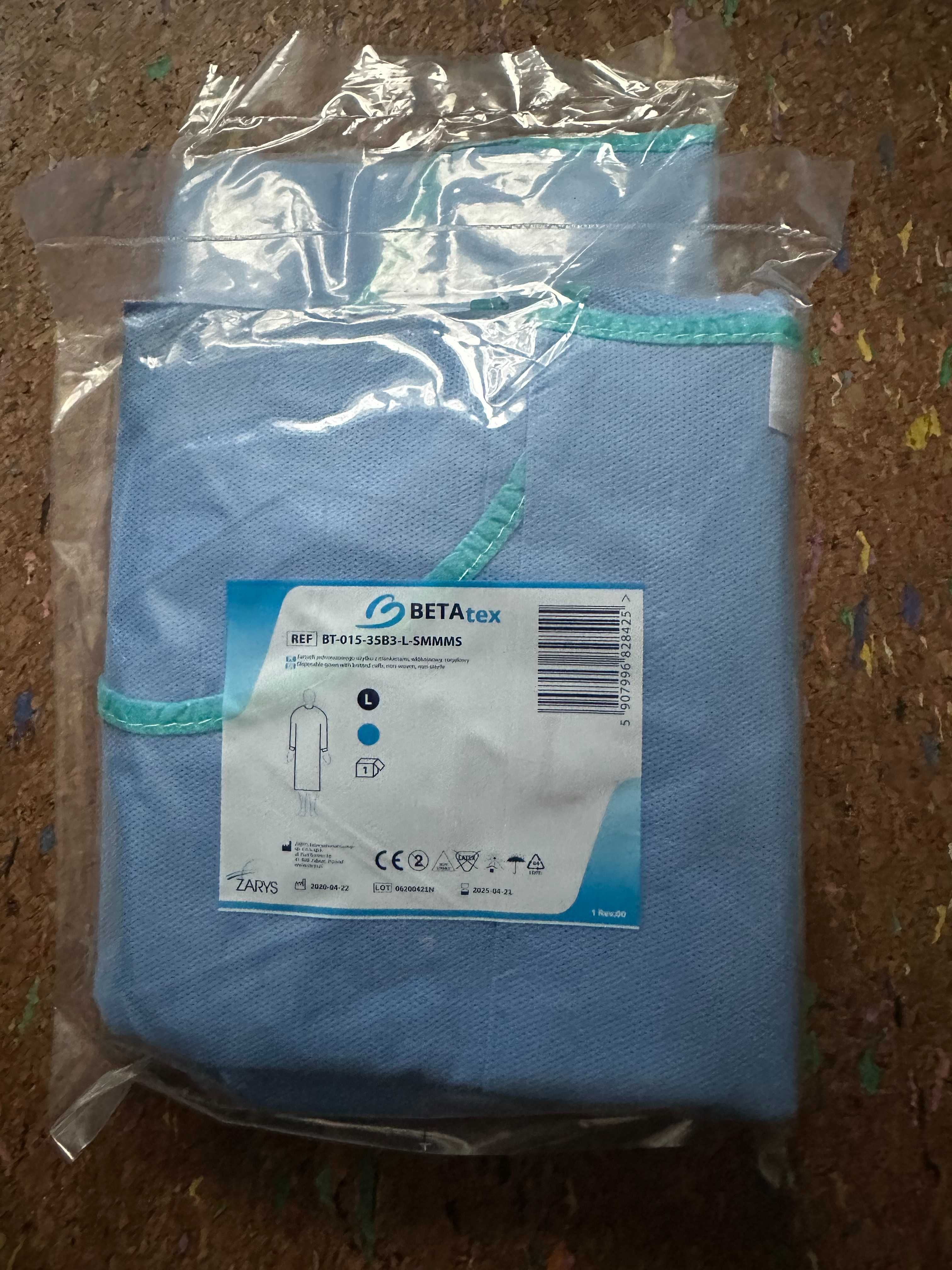 Fartuch jednorazowy Beta Tex Zarys, rozmiar  L, włóknina SMMMS, unisex