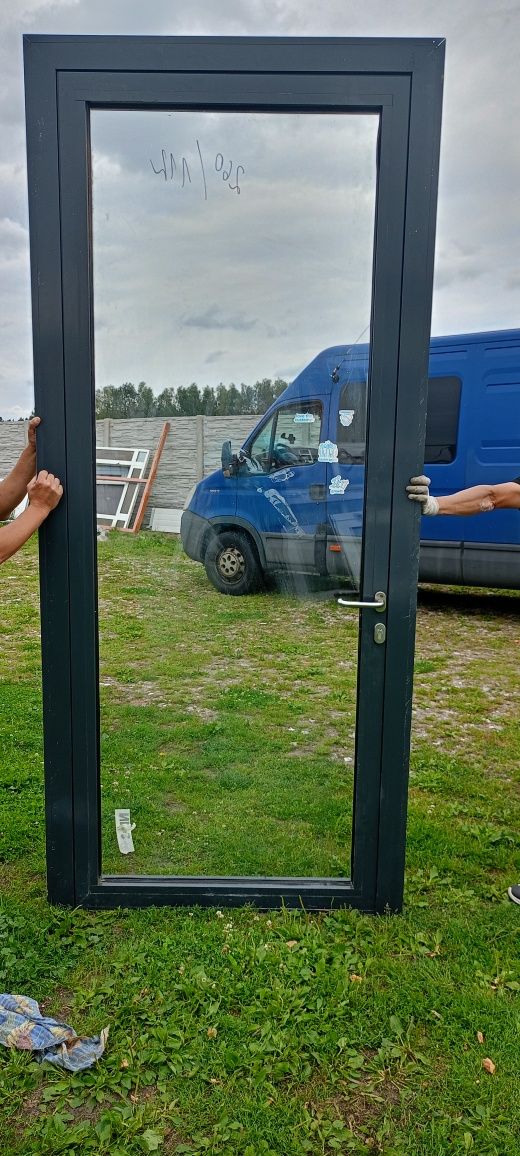 Drzwi aluminiowe  P.poź  antracyt super stan dostawa gratis cały Kraj