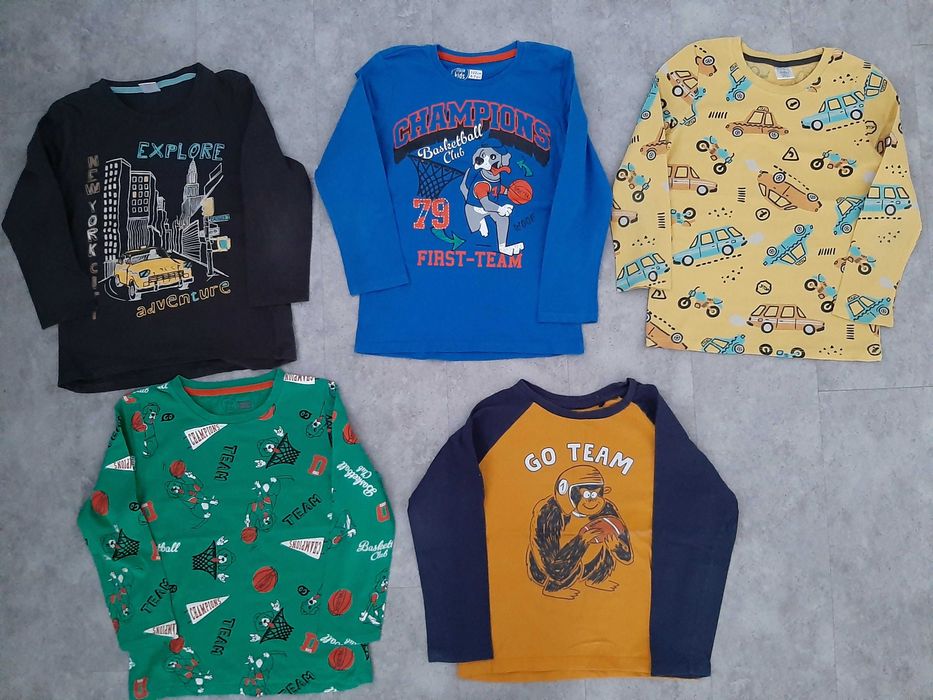 Bluzki z długim rękawem r.122 5szt