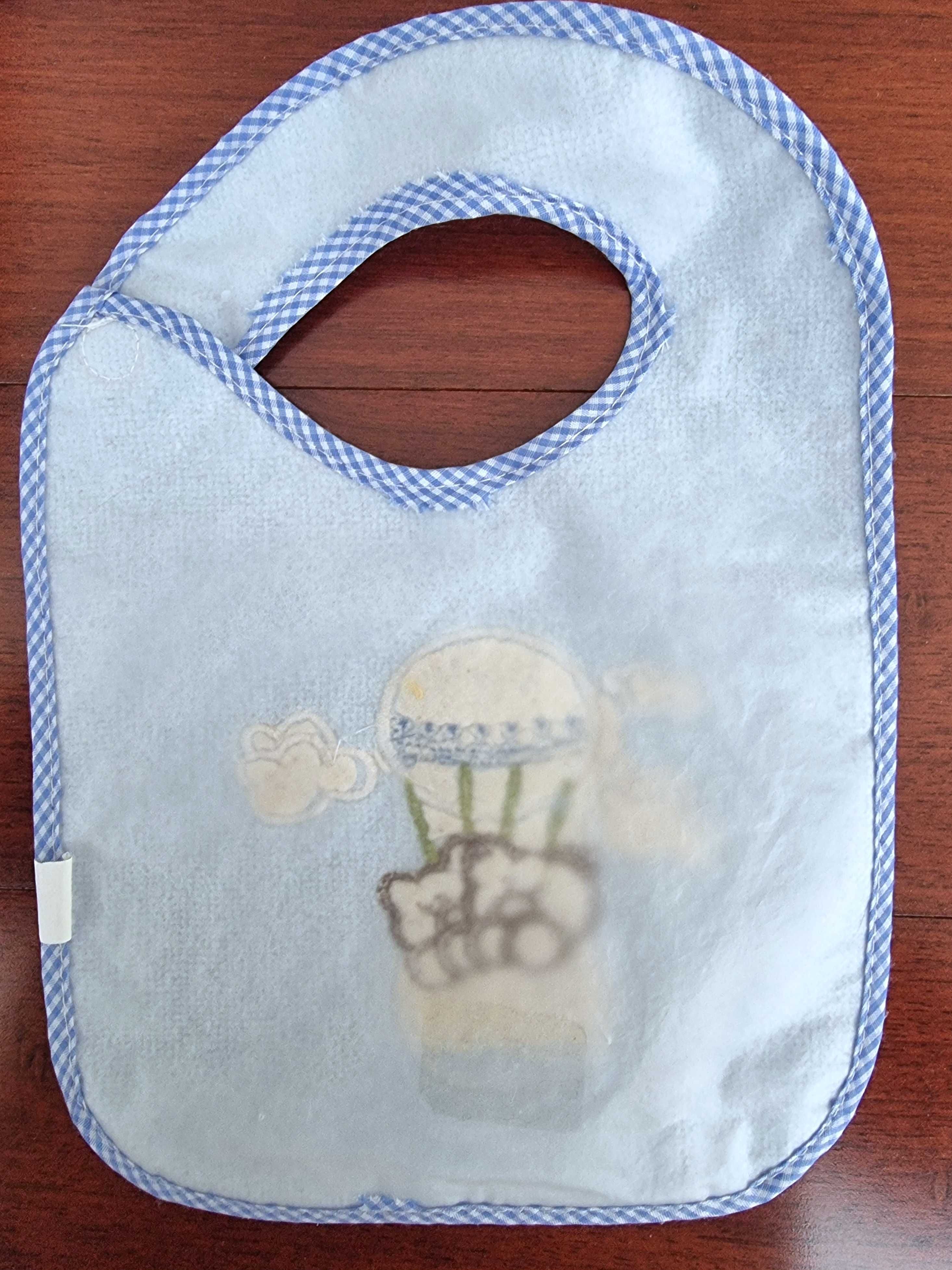 Conjunto de 3 babetes em tons de azul 80% algodão