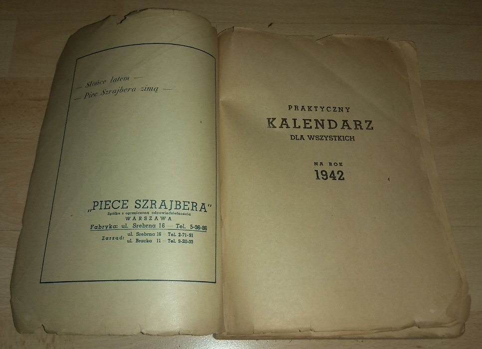 Praktyczny Kalendarz dla wszystkich na rok 1942 - unikat czasu wojny