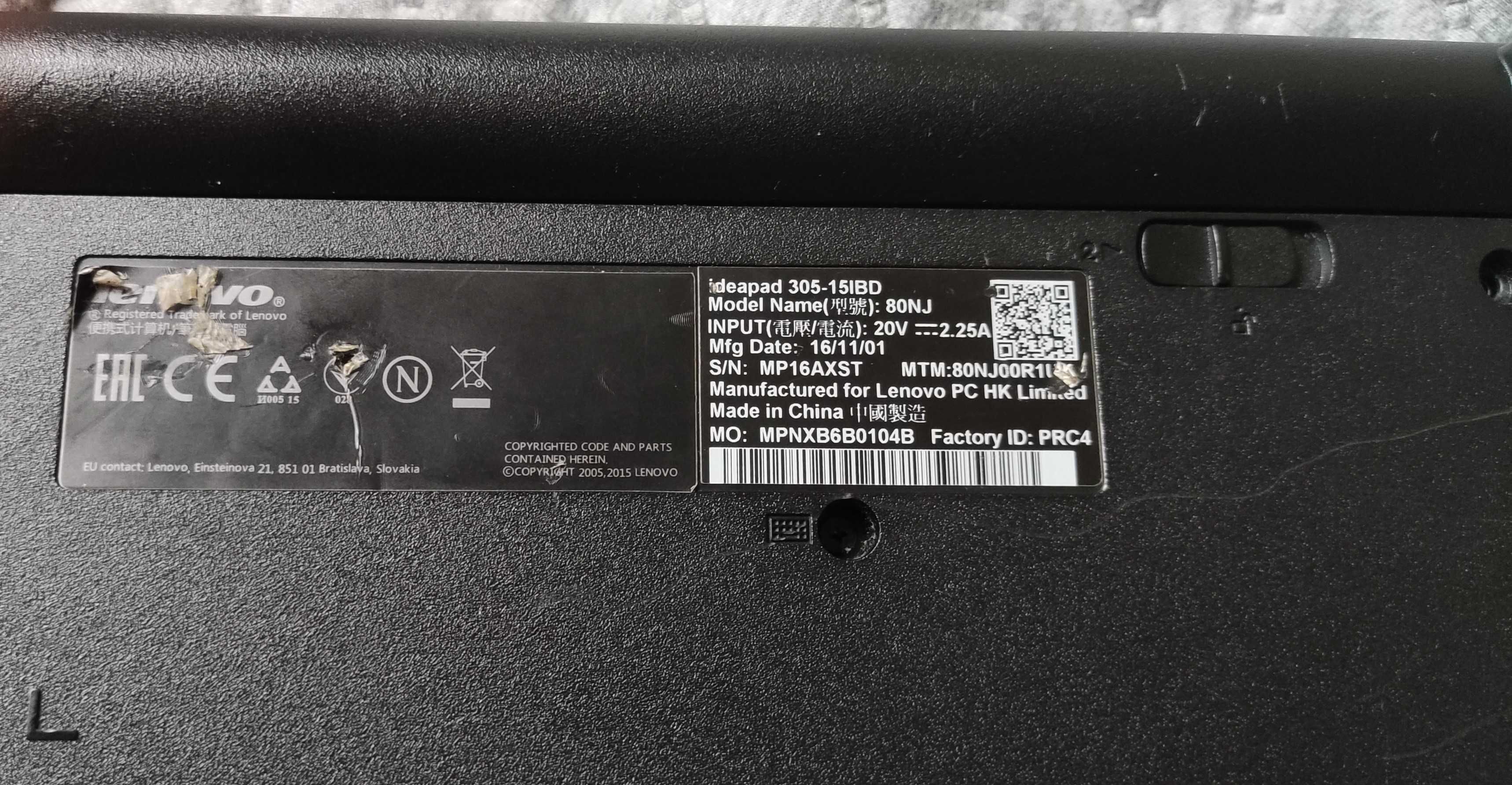 Laptop Lenovo Ideapad 15,6 " 305-15 Intel Core i3, 8 GB / 756 GB