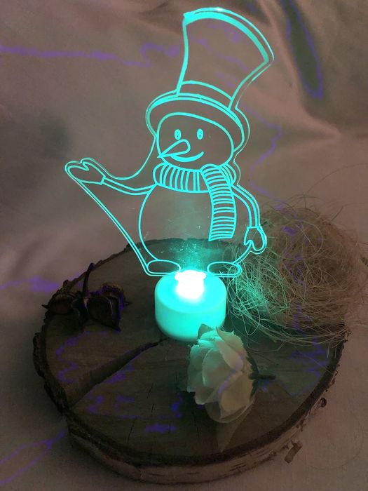 Mini Lampka LED świąteczna/migająca, Bałwanek