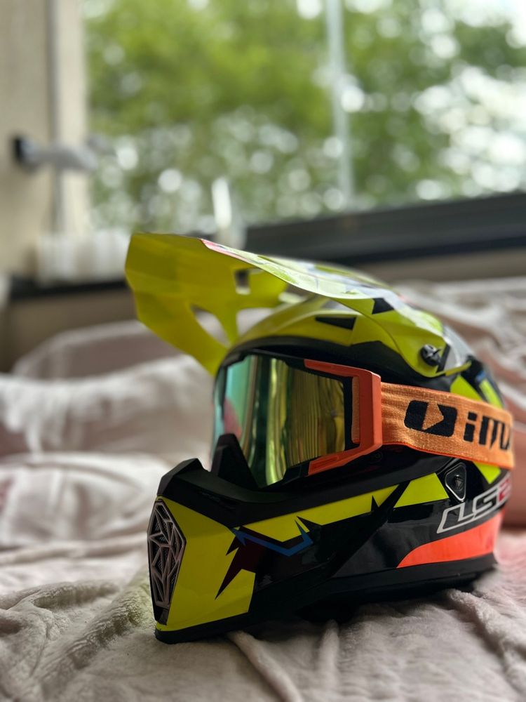 Kask z googlami Moto cros LS2 fast