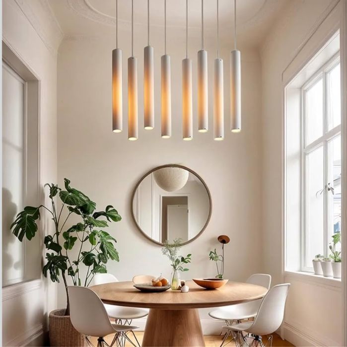 Boyir lampa wisząca białą Bianco GU10 regulowana tuba spot 30cm 2szt