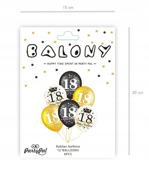 balony na cyfra 18 urodziny zestaw osiemnastka 12 sztuk