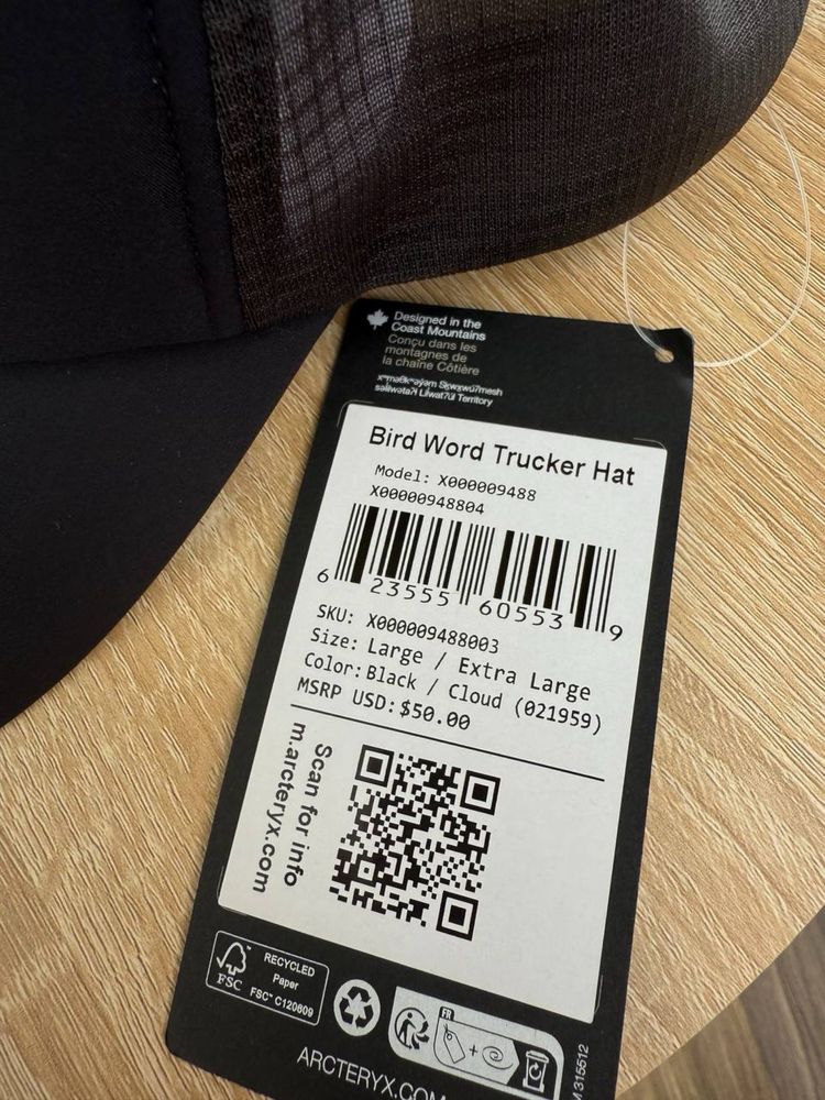 Оригінал кепка Arc’teryx bird word trucker hat