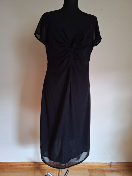 Czarna elegancka sukienka wizytowa, rozmiar 44/46, 3XL