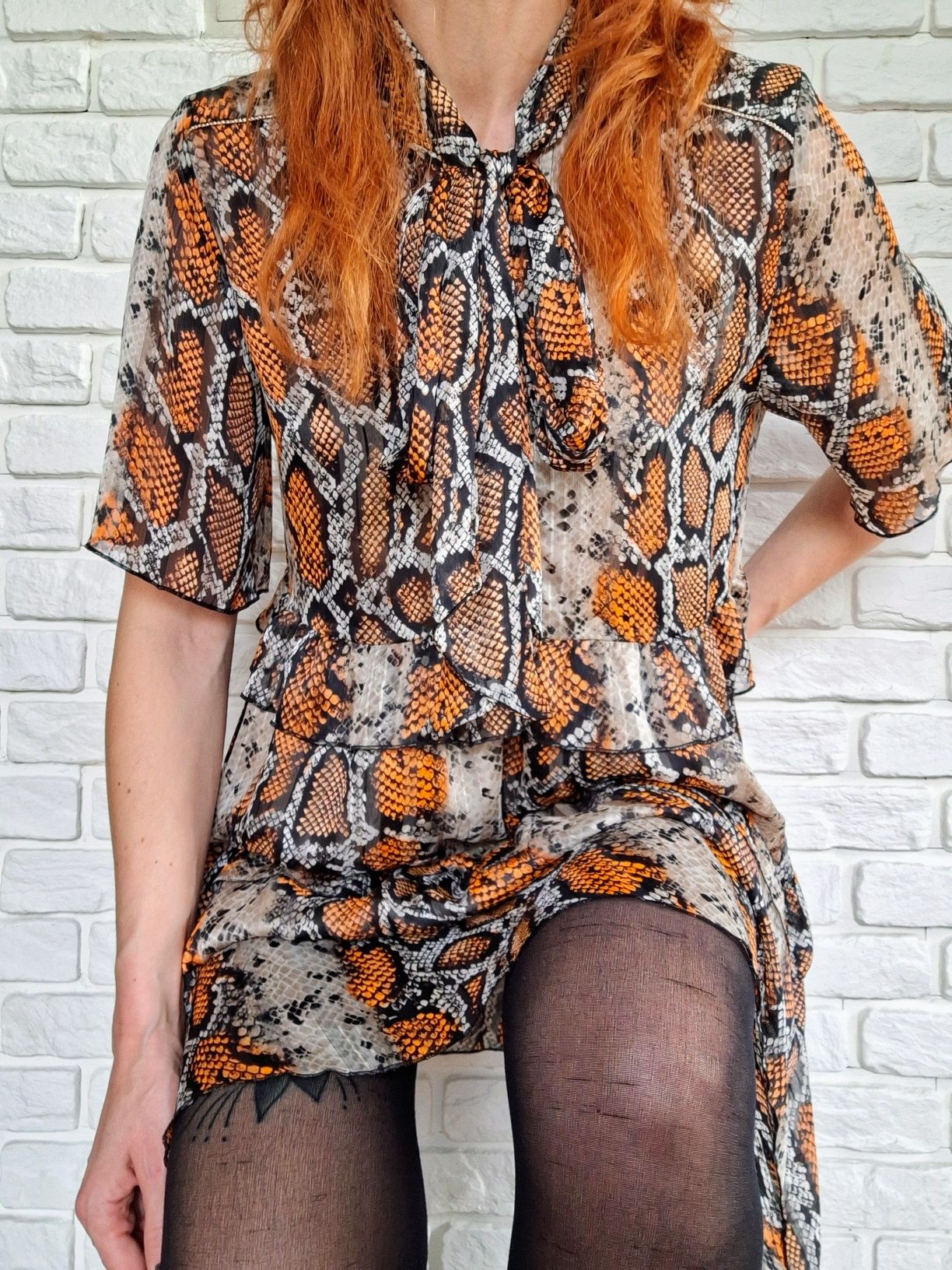 Anataka Sukienka XL Wężowy Print Lekka Sukienka Oversize Snake