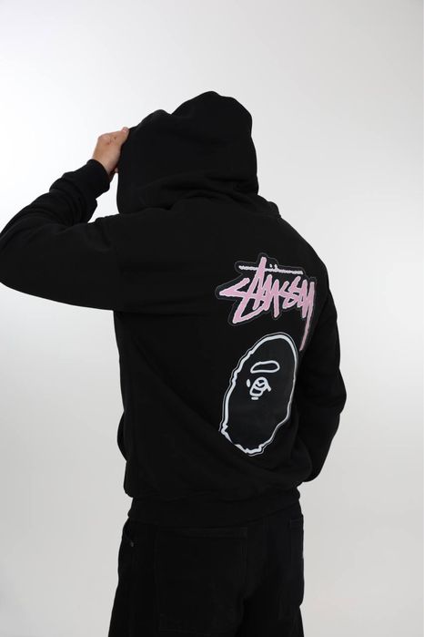 stussy bape zip-hoodie