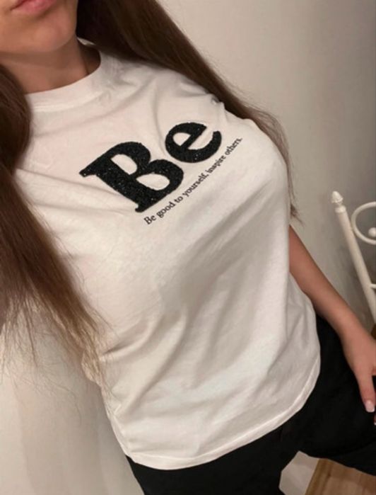 T-shirt damski bialo czarny nowy M metka