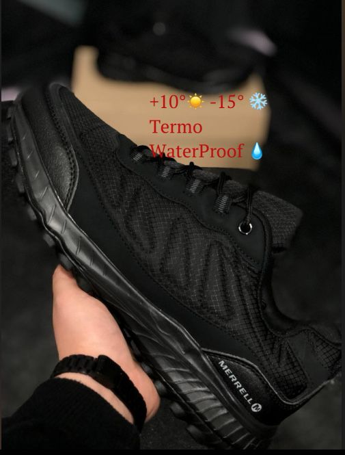Merrell Waterprof Термо кроссовки черные Мирелл / Водонипроницаемые