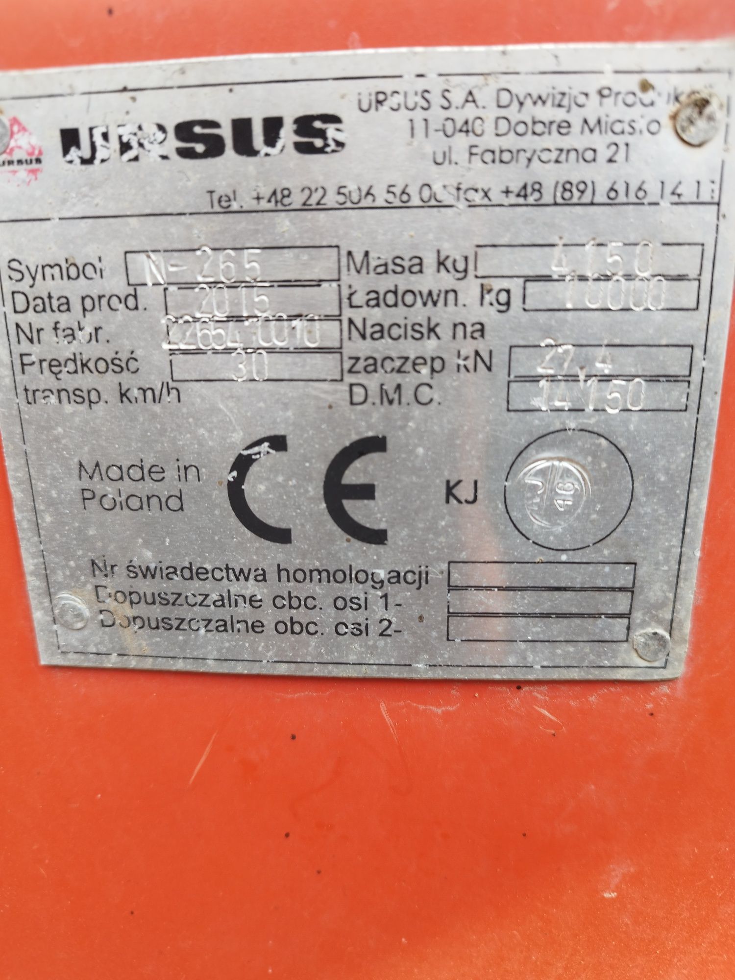 Sprzedam rozrzutnik obornika, wapna Ursus