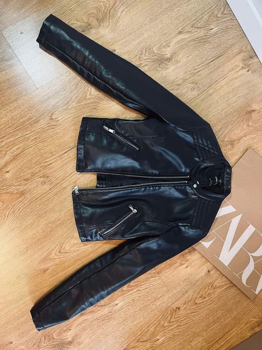 Sinsay S kurtka 36 ekoskora czarna motocyklowa krotka