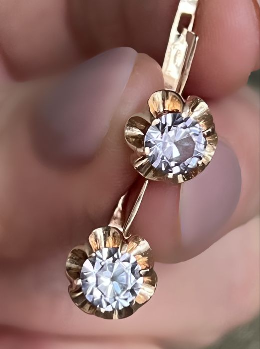 Золотые серьги СССР с александритом.Золоті сережки  радянські