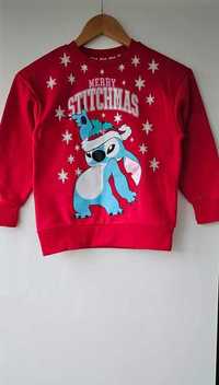 Świąteczna czerwona bluza Stitch rozmiar 128 Primark