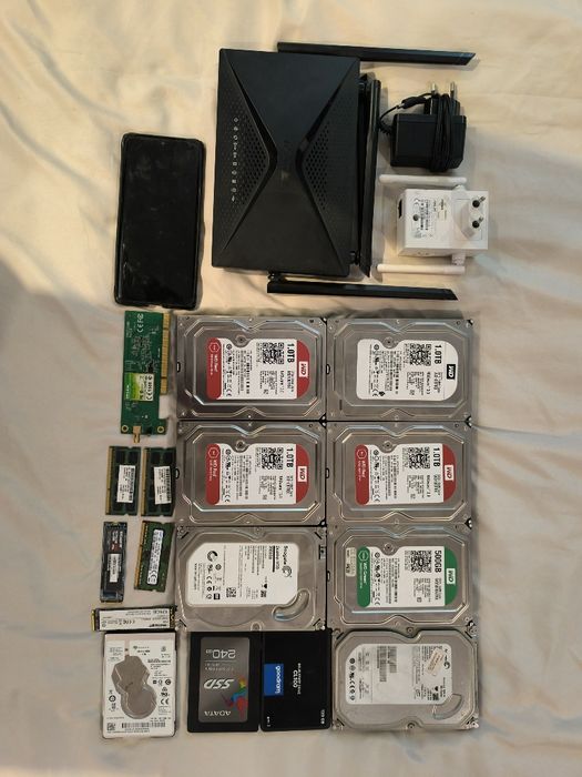 Dyski 1/2TB HDD/SSD, ram, Huawei p30 pro, router, ap asus