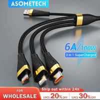 ASOMETECH kabel USB 3w1 6A 100w dł. 1,2 m.