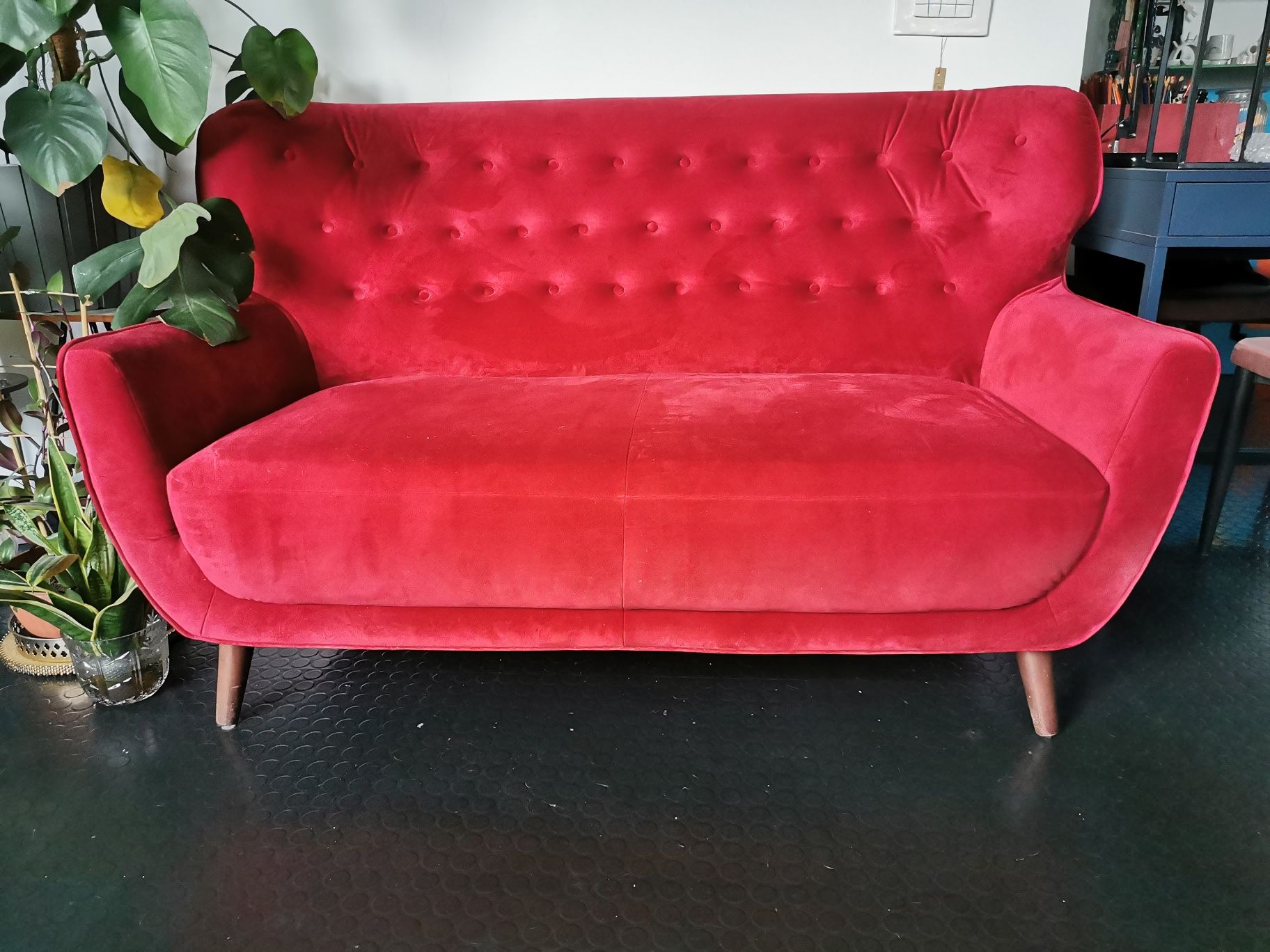 Sofa bordowa welur