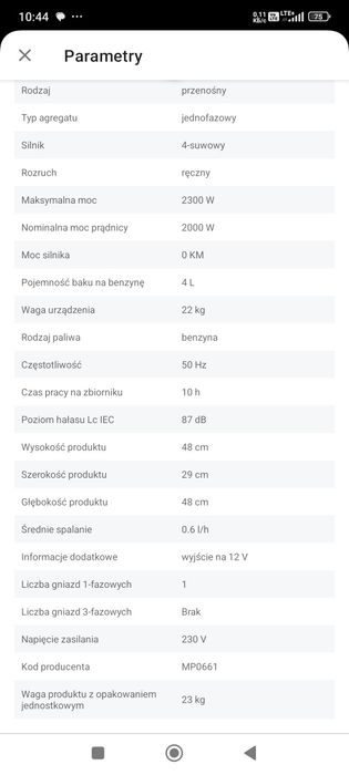 Agregat prądotwórczy inwentorowy 2.3 kW nie był w roboci