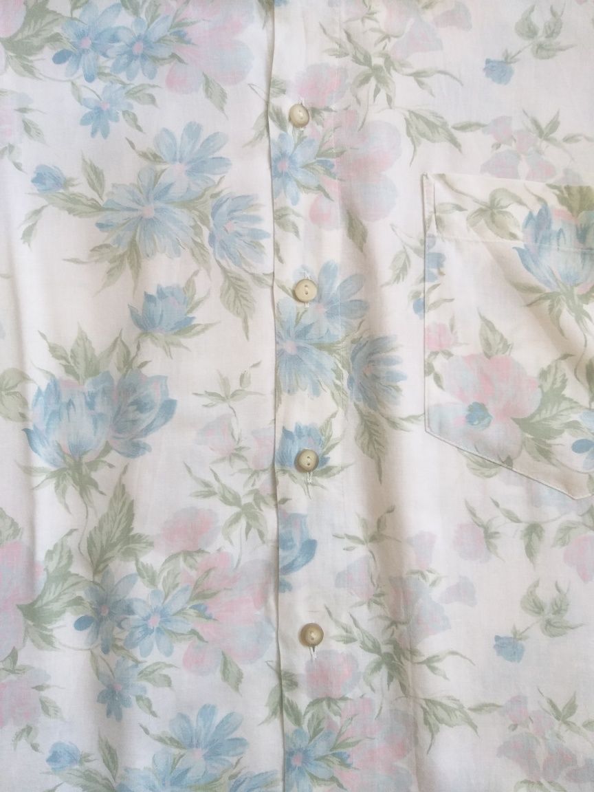 Koszula Vintage w kwiaty z krótkim rękawem XXL 2XL