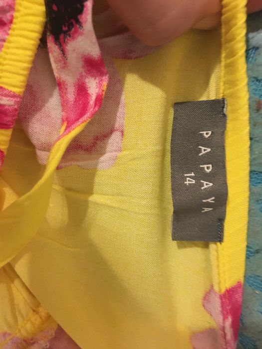 Śliczna żółta sukienka wKwiaty na ramiączkach Papaya 40/42 L/XL wiosna