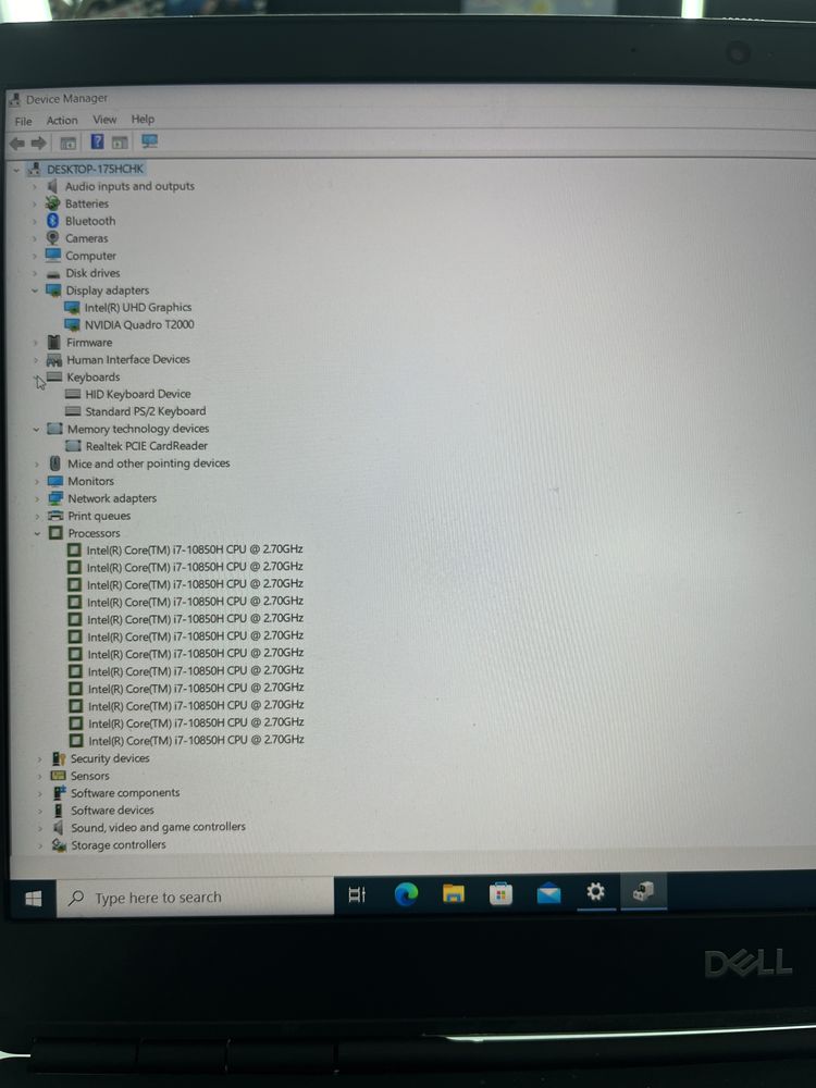 Dell precision 7550 32Gb Ram 1T SSD NVIDIA QUATRO i7 CPU 2,7ghz