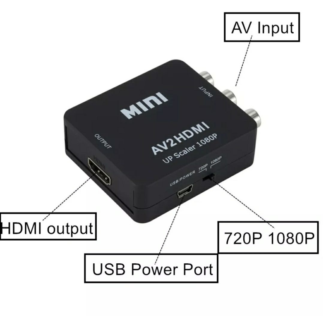 Conversor: HDMI para AV 3RCA e AV 3RCA para HDMI