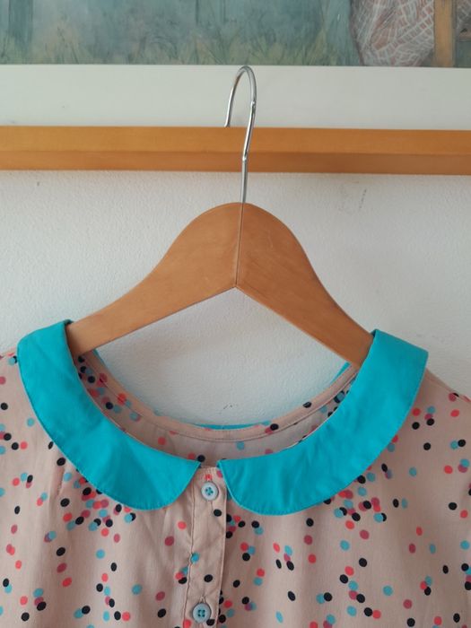 Reserved bluzka koszula vintage shirt dots w groszki w kropki kolorowa