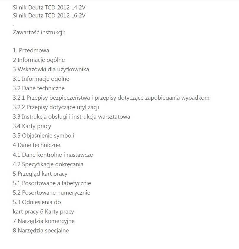 Instrukcja napraw silnika Deutz TCD 2012 2V PL