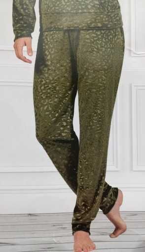 NOWY Zielony welurowy dres damski - XL/42