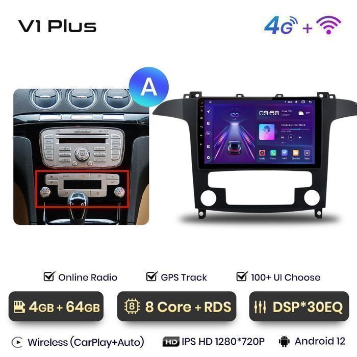 Radio nawigacja Ford S-MAX 2007 - 2015 Android Auto Carplay 4GB 64GB