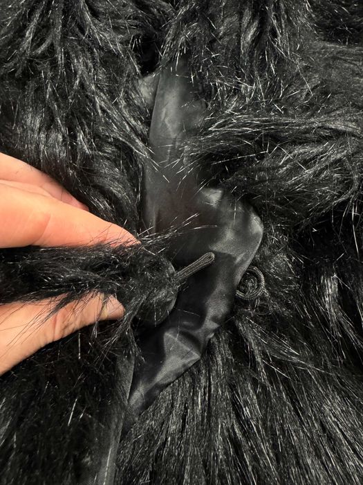 Czarne damskie futerko coquette ciepłe kurtka y2k (XS/S) vintage retro