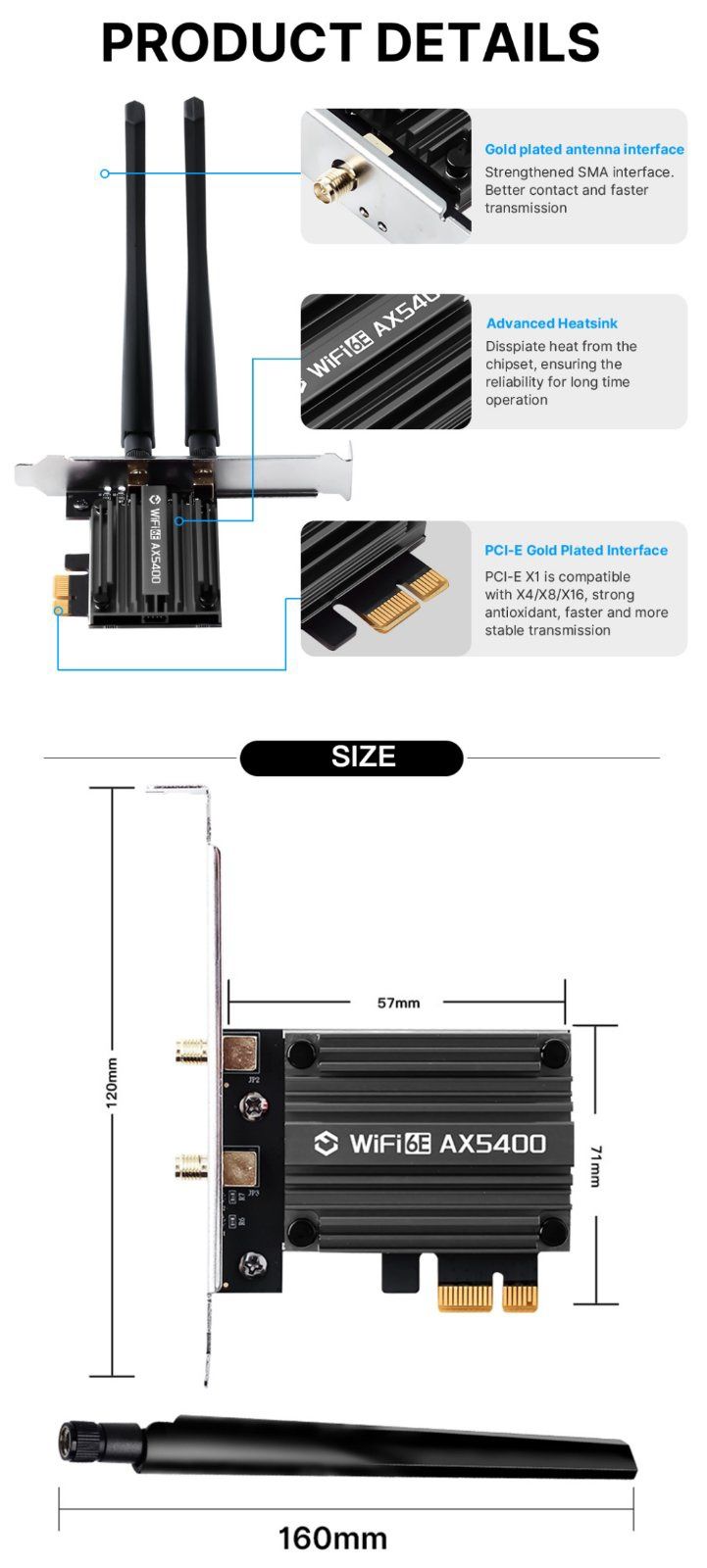 Мережева карта Fenvi FV-AX5400 Intel MT7922 6E Bluetooth 5.3