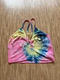 Kolorowy top tie dye XS 34 odkryte plecy ramiączka moon  in love