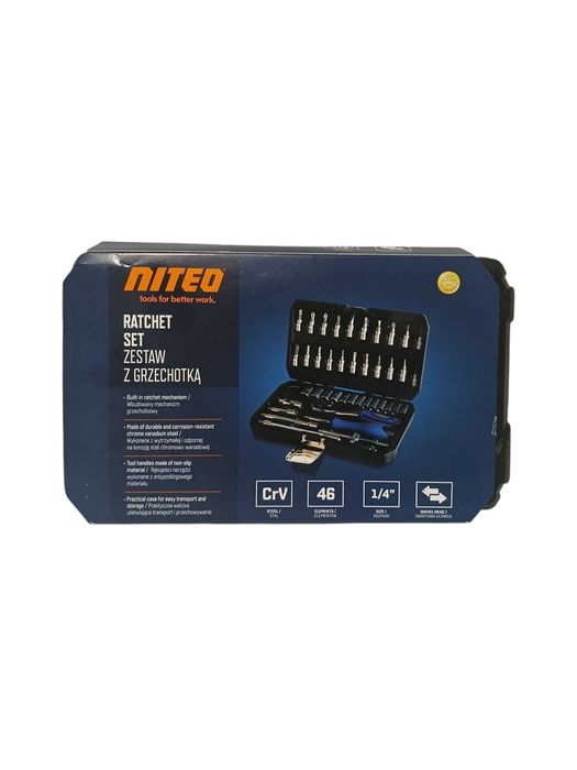 zestaw kluczy nasadowych niteo 39 elementów grzechotka