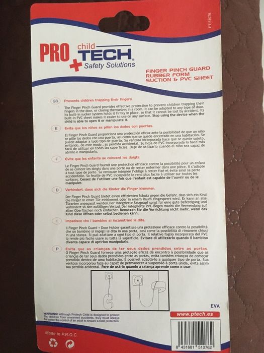 Proteção para as portas para não entalar os dedos