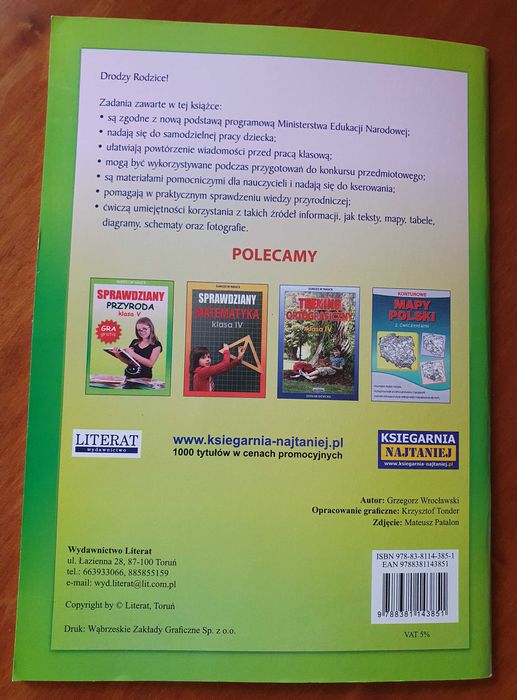 Sprawdziany przyroda klasa 4 (prawie NOWE)