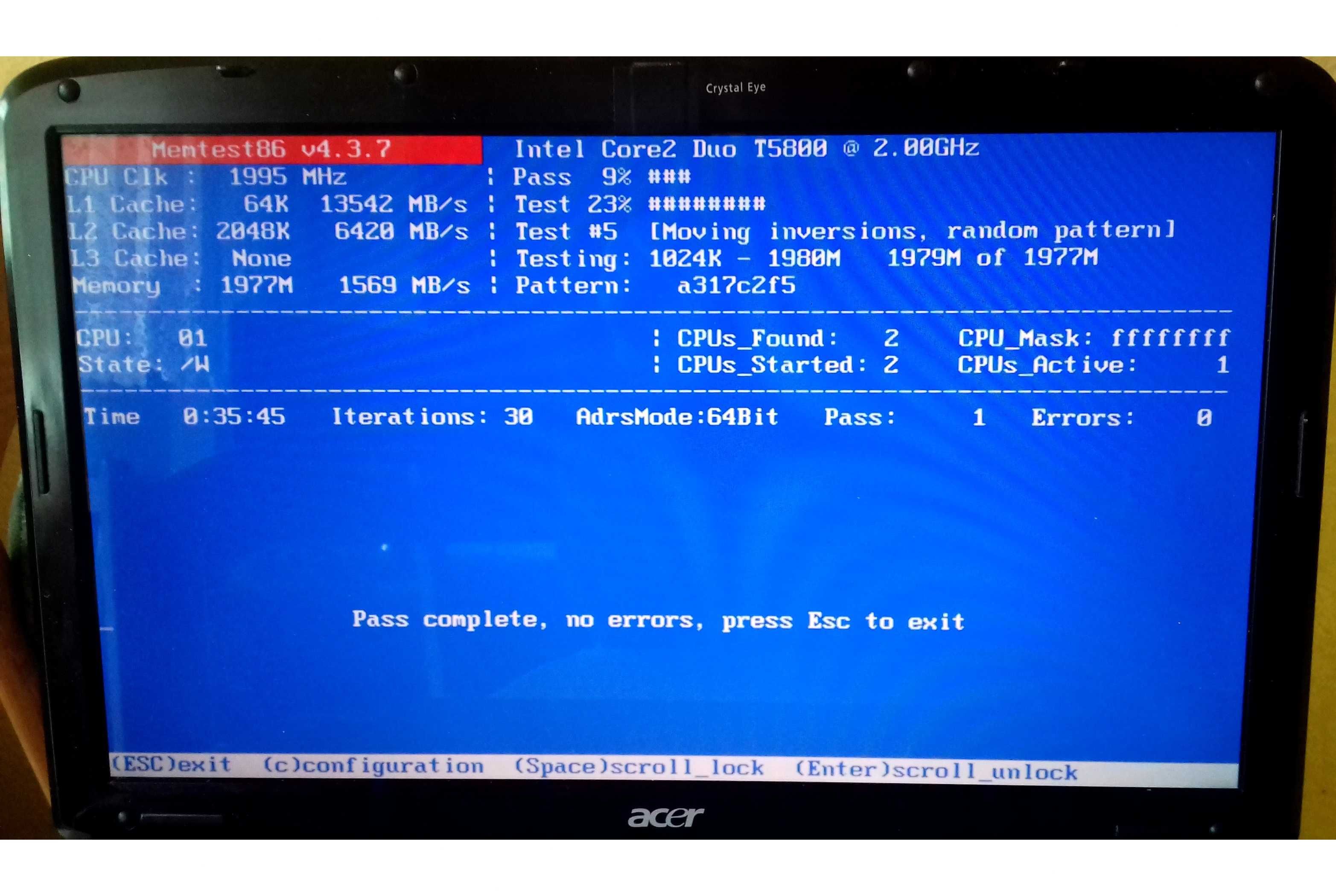 Pamięć ram DDR2 2GB (1x2GB) PC2-6400 / 800MHz / Kingston / test.