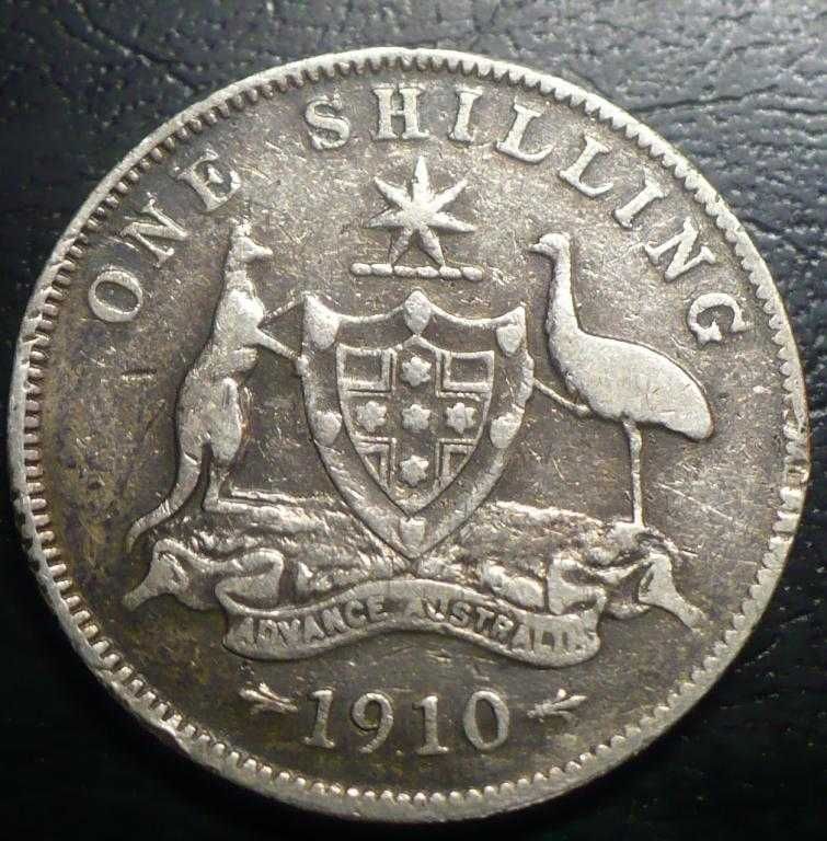 Англія -Австралія  шилінг 1910р. + 3 пенса срібло