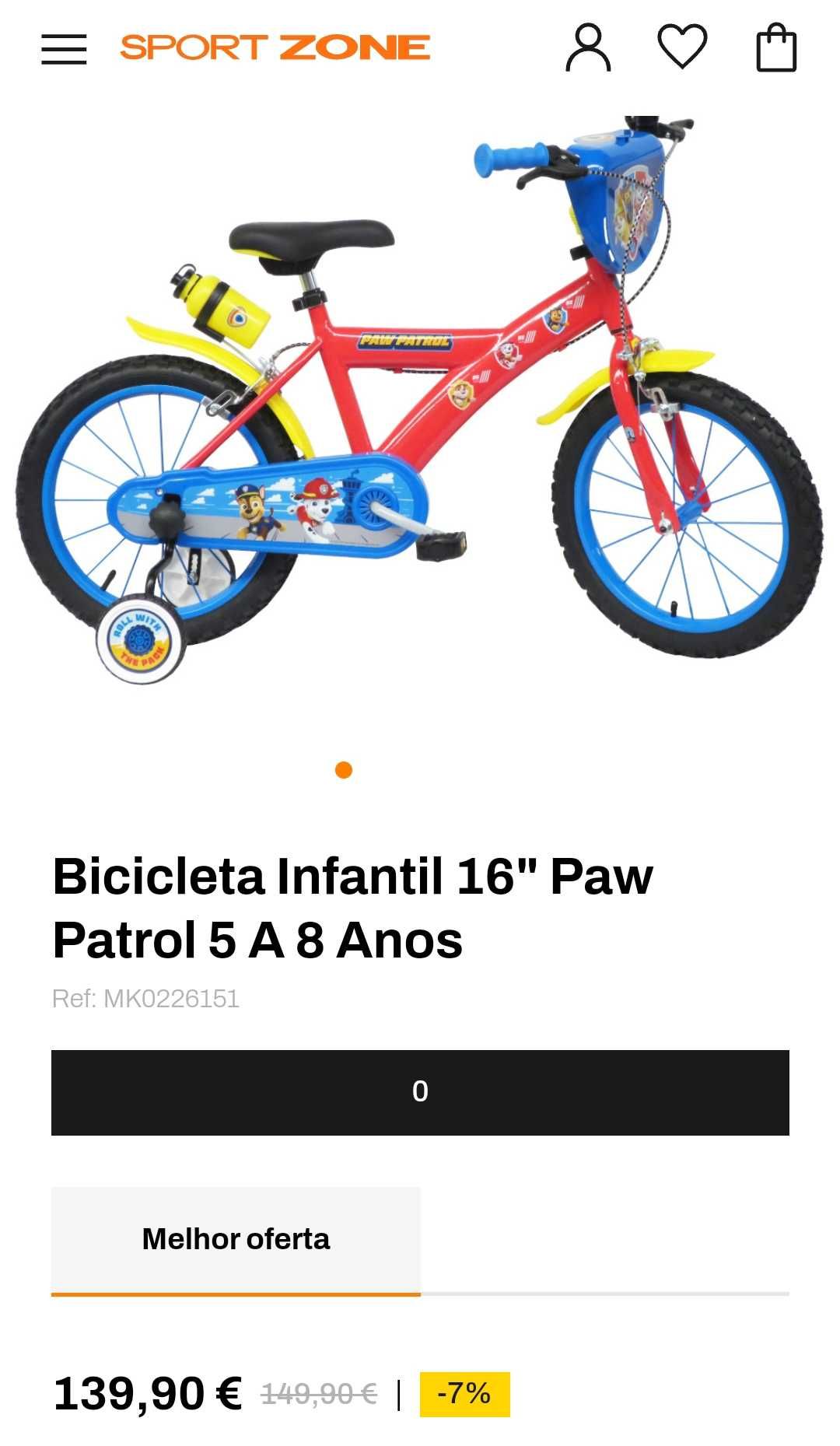 Bicicleta Infantil 16" Paw Patrol 5 A 8 Anos
