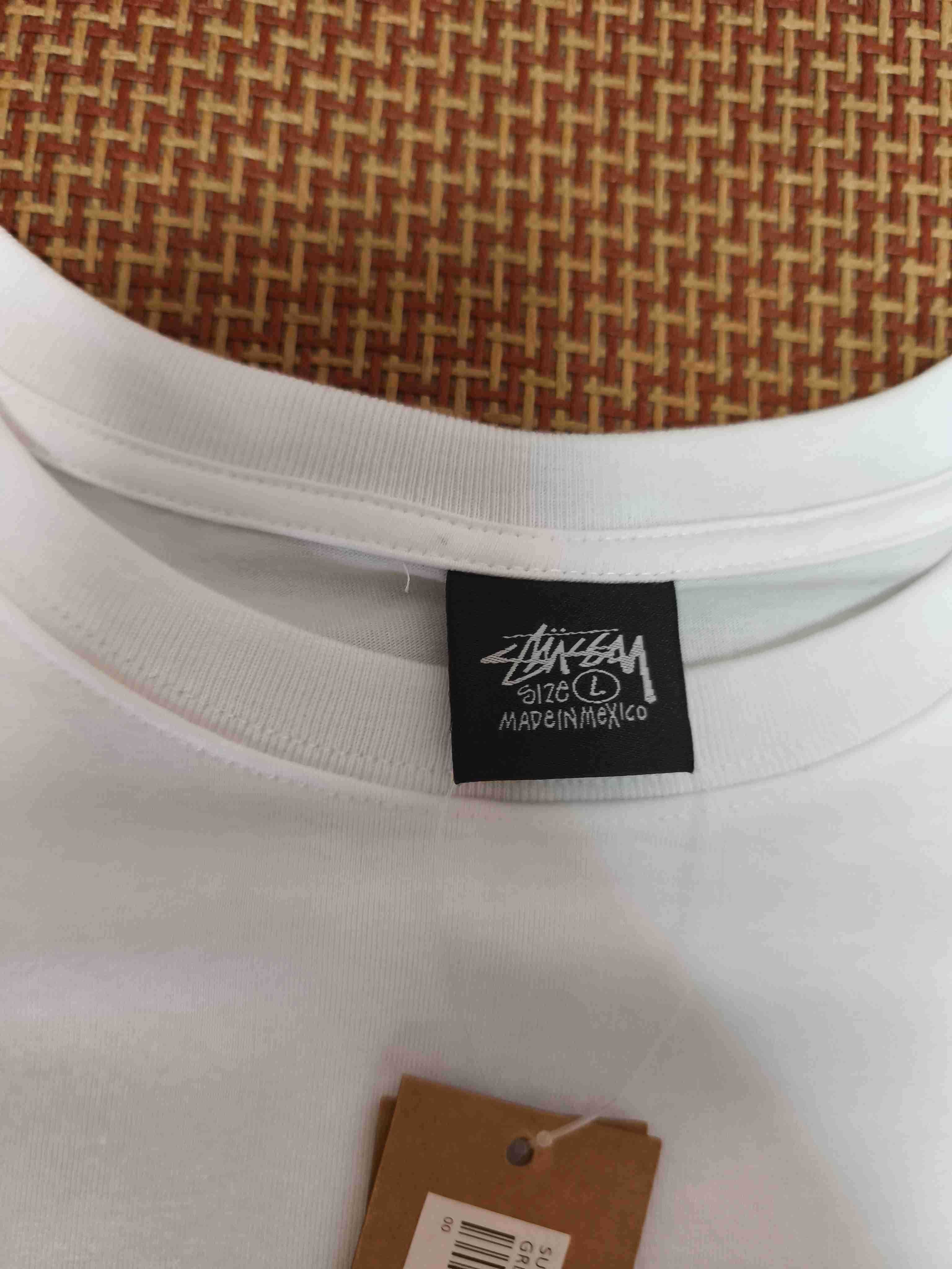 Stussy,Męska biała koszulka z nadrukiem letnim, rozmiar L