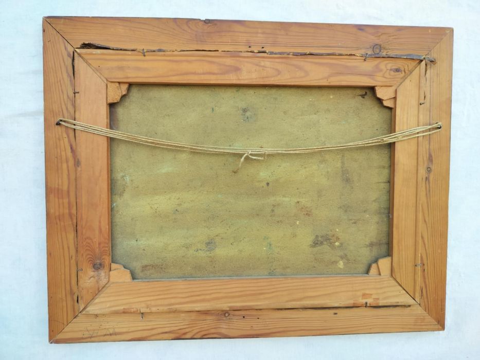 Bardzo stary obraz na płótnie sygnowany  .