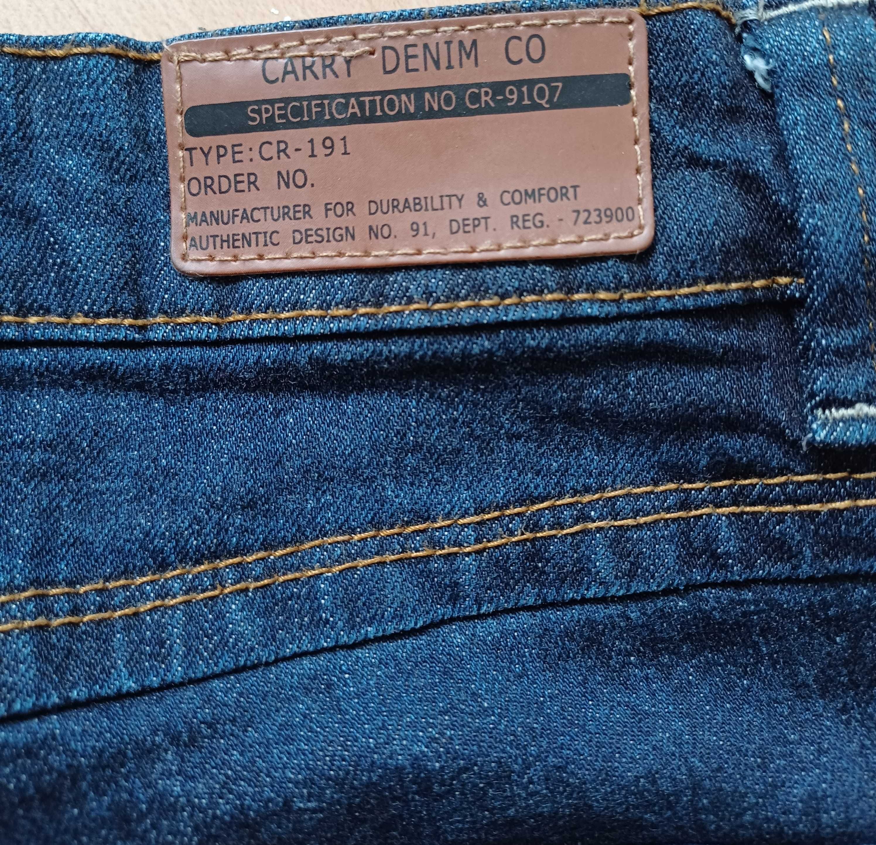 Spodnie długie jeans męskie granatowe wycierane Carry 40/L bawełna