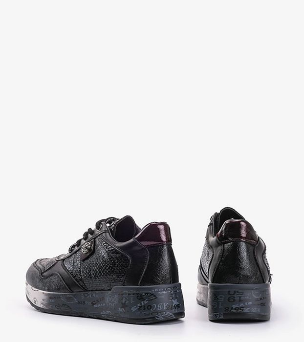 Czarne sneakersy na koturnie Ayanna