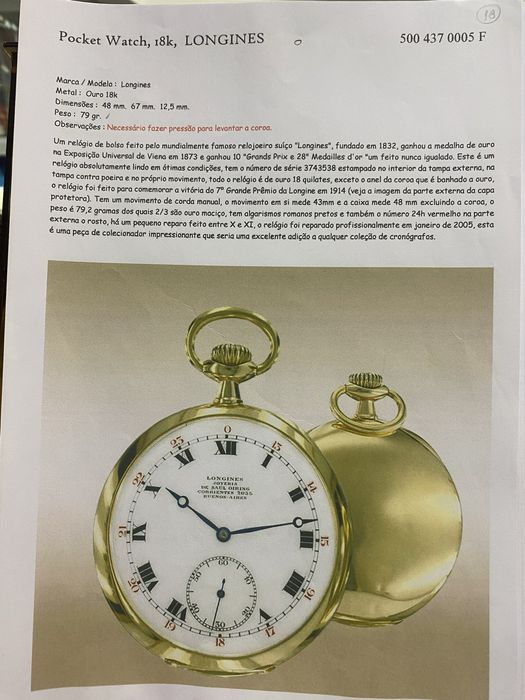 Relogio de Ouro LONGINES