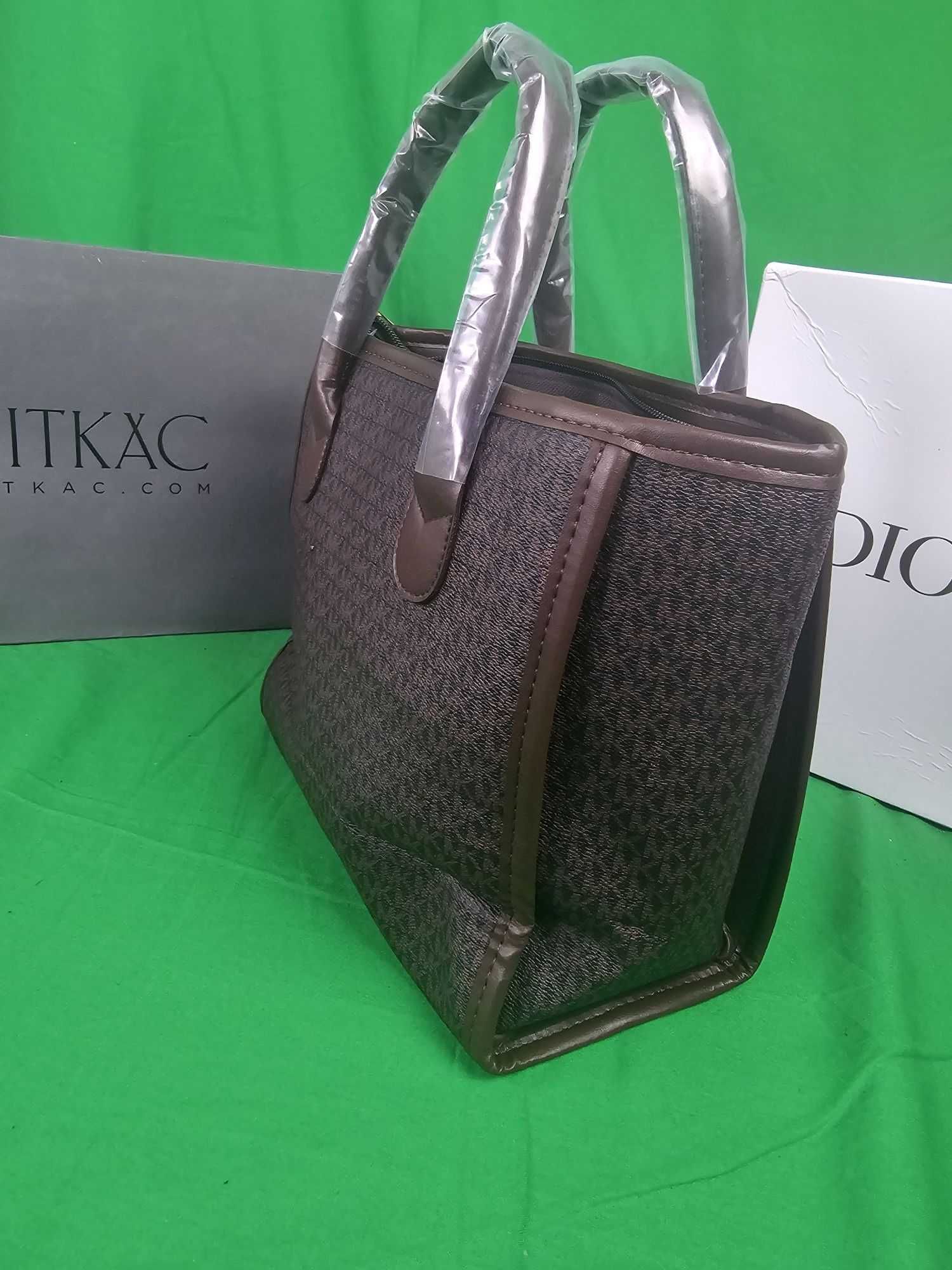 Torebka duza Brazowa monogram Michael Kors z lancuszkiem Premium
