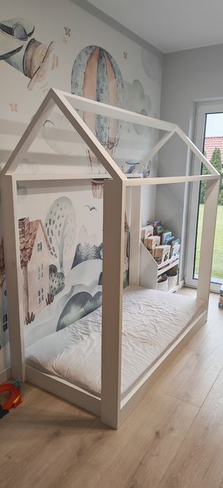 Łóżeczko dziecięce Biały Domek + stelaż materac 80x160