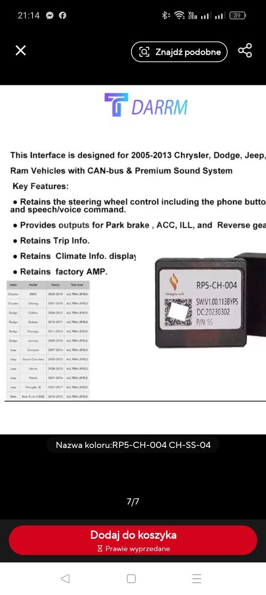 Android canbox decoder radio android chrysler jeep Dodge