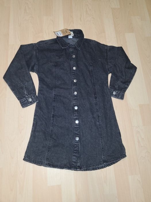 Платье джинсовое графитового цвета  9-10 лет